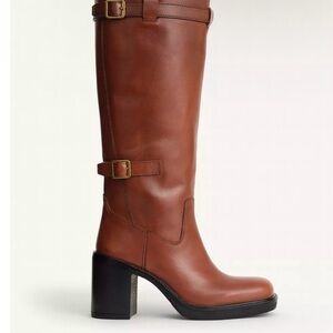 zara NWT buckled leather boots limited edition brown Size 39  4001/610